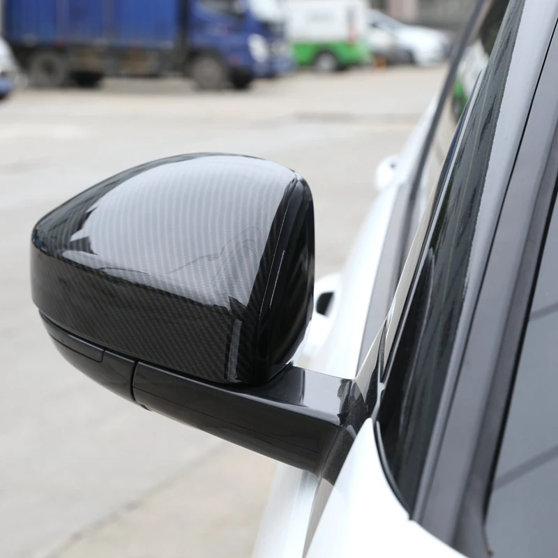 2Pcs Carbon Fiber Style Abs Plastic Side Rearview Mirror Cap Cover Trim For Land Rover Discovery Sport Range Rover Velar