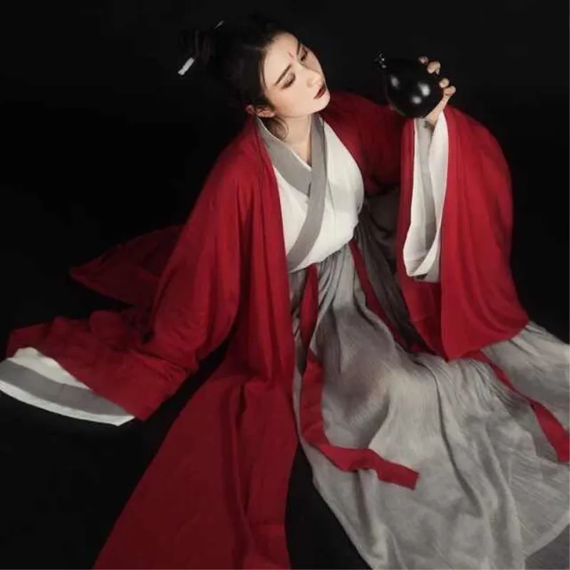 Женский винтажный костюм ханьфу, китайский народный танец, элегантный Улучшенный костюм ханьфу, Династия Хань, фехтовальщик, карнавальный костюм, наряд