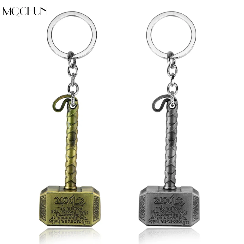 

MQCHUN Movie Thor Hammer Keychains Marvel Avengers Men Keyrings Key Holder Thor The Dark World Key Finder Bags Keyring Gift