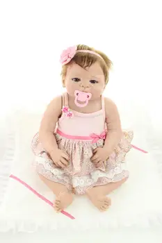 

Full Body Soft silicone 57cm full vinyl reborn babies Realistic 22'' Baby Doll Bath Toys waterproof gift Handmade NPKCOLLECTION