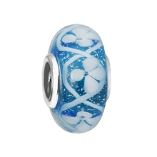 Переливающиеся цветы муранские стеклянные бусины Сделай Сам Подходит для Pandora браслет 925 стерлинговые серебряные ювелирные изделия, подвески-талисманы