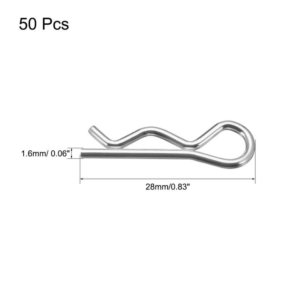 Uxcell 50 шт./100 шт. карбоновая сталь R Образный Пружинный Штифт зажим 1,2 мм 1,6 мм 1,8 мм 2 мм Диаметр крепежа оборудование для ремонт машин