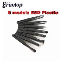 1 комплект 8 видов черный антистатический пластиковый пинцет термостойкий инструмент для ремонта прямой изгиб - изображение