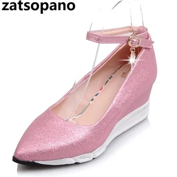 

Zat Woman Shoes 2019 Four Seasons Single Shoes High Heels 5cm Wedges Shoes Sexy Women Pumps Shallow Pointed Toe