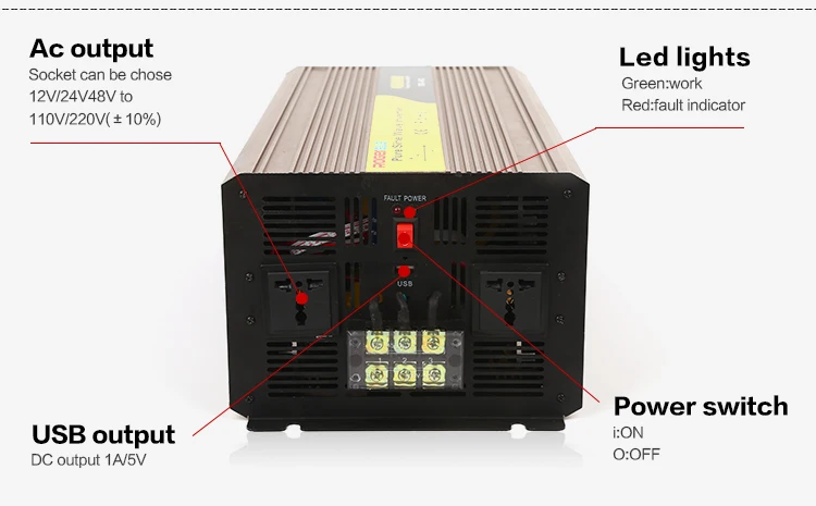 5000 Вт 12VDC/24VDC к 110VAC/220VAC Солнечный чистый синусоидальный инвертор