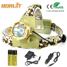 BORUIT 3400LM T6 LED Headlight 18650 Battery Headlamp For Hunting Fishing Military camouflage Sport Head Torch