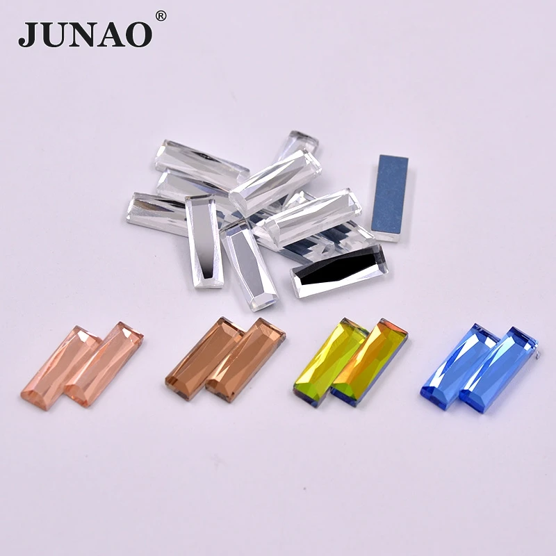 JUNAO 100 шт 5*15 мм 7*21 прозрачные кристаллы стеклянные стразы Flatback прямоугольные