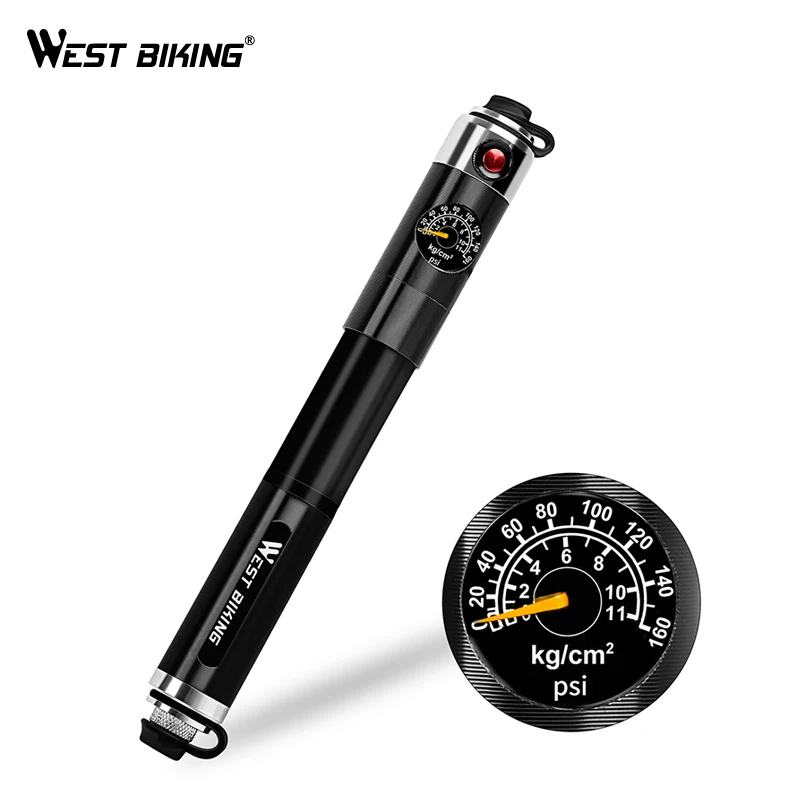 WEST BIKING Alloy Portable Hand Bicycle Pump Gauge Hose Bike Tire Inflator Schrader Presta Valve Needle Ball Cycling Pump WEST BIKING Alloy Portable Hand Bicycle Pump Gauge Hose Bike Tire Inflator Schrader Presta Valve Needle Ball Cycling Pump