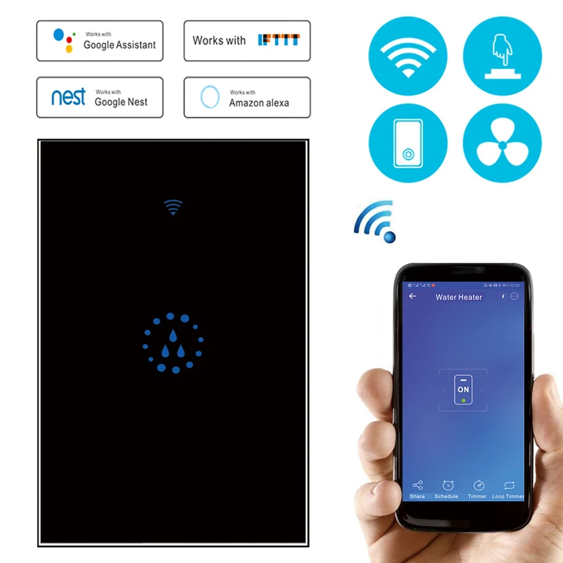 

US Wifi boiler switch smart touch panel remote control voice timer water heater switches with alexa google home