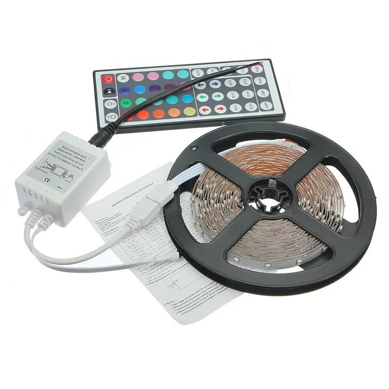 5M 3528 RGB LED Strip Light 44 Key Remote Lighting String Ribbon Tape Lamp Home Decoration Lamp MAYITR