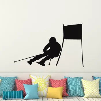 

Skiing Wall Decal Vinyl Home Decor Skier Snow Freestyle Jumping Winter Wall Sticker Bedroom Extreme Sports Decor Mural