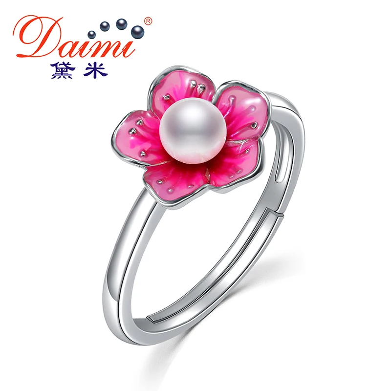 

DAIMI Pearl Ring Romantic Peach Blossom High Quality Pearl Ring Perfectly Round Ring Best Gift For Women