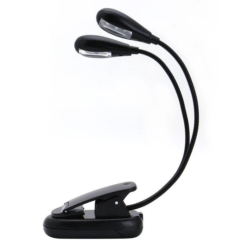 1PC USB Charging 2 Dual Arm 4 LED Lamp Clip On Light For Book Reading