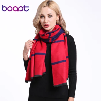 

[boapt] Real Cashmere Female Keep Warm Autumn Winter Scarves Soft Striped Plaid Retro Shawls Women's Scarf Wraps Pashmina Poncho