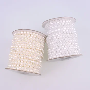 

8mm 20 Meters/Roll Fishing Line Artificial Ivory White Half Round Flatback Pearl Beads Chain DIY Garland Wedding Decoration