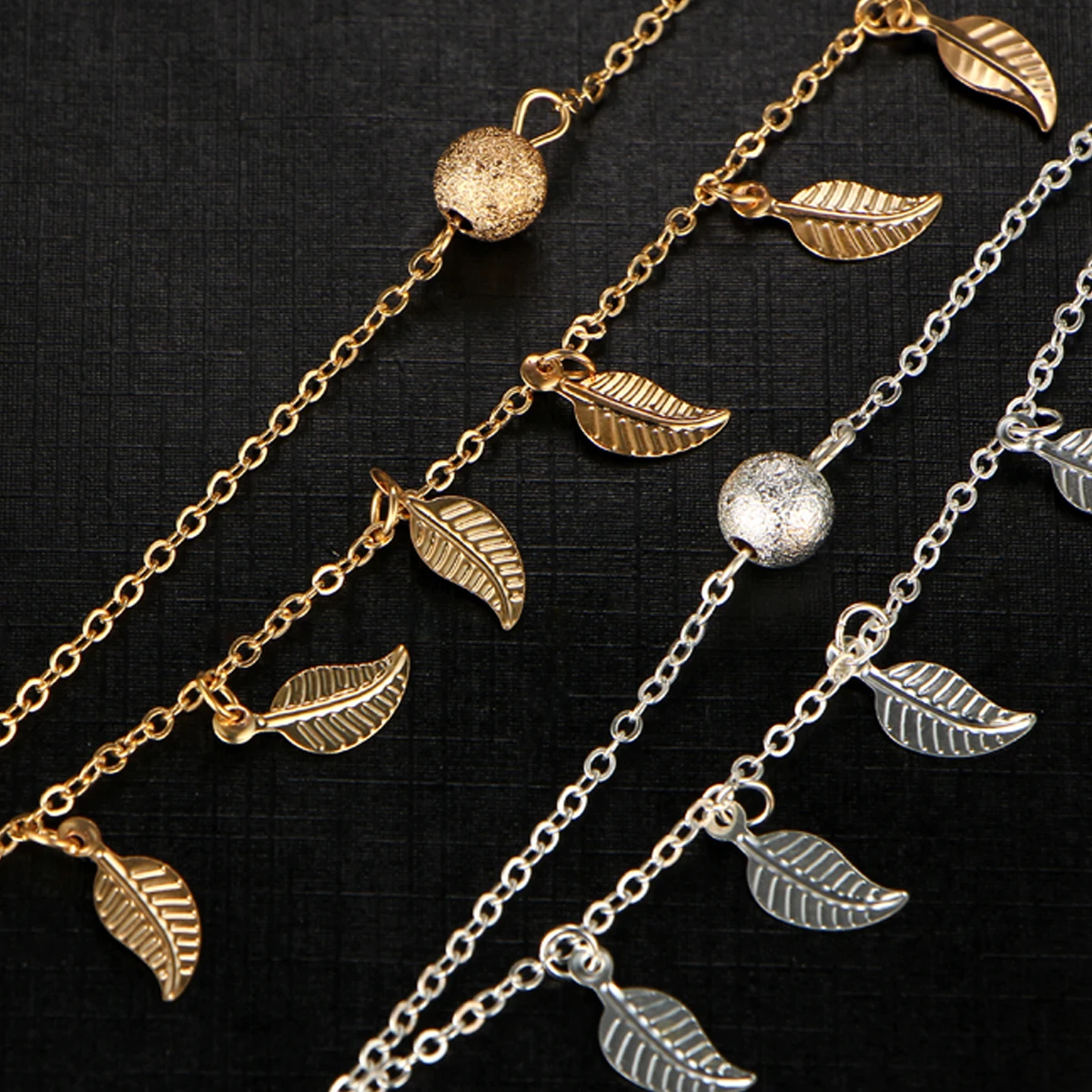Charms Trendy Double Chain Sea Beach Anklet Gold Sliver Plated Leaves Ankle Bracelet Bohemian Jewelry Accessories Gift For Women