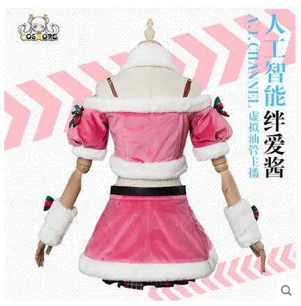 Новая одежда Kizuna AI Рождественский розовый костюм для косплея униформа
