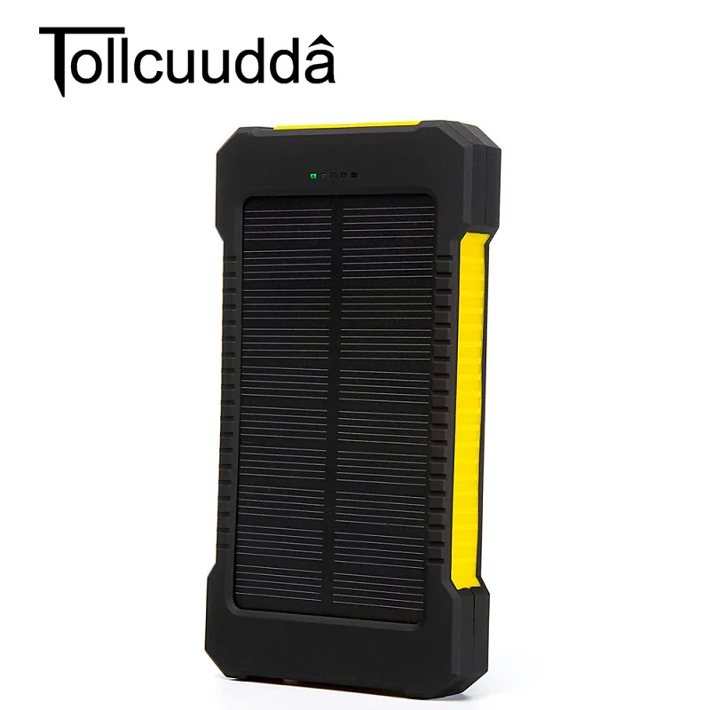 Tollcuudda 10000 мАч солнечная батарея банк питания водонепроницаемый Bateria Солнечная Панель зарядное устройство для iphone 6 6s 7 8 plus samsung - Цвет: yellow