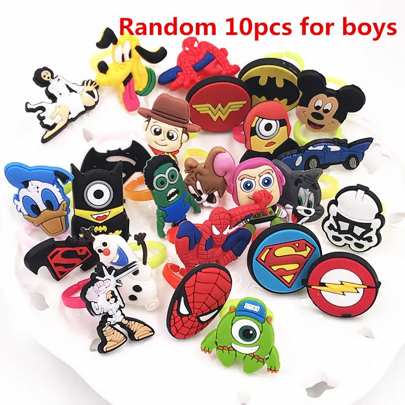 10pcs Girls Boys Cartoon Avengers Princess Minnie Mickey finger Rings Children Kids Jewelry Party cosplay Gift - Цвет основного камня: for boys