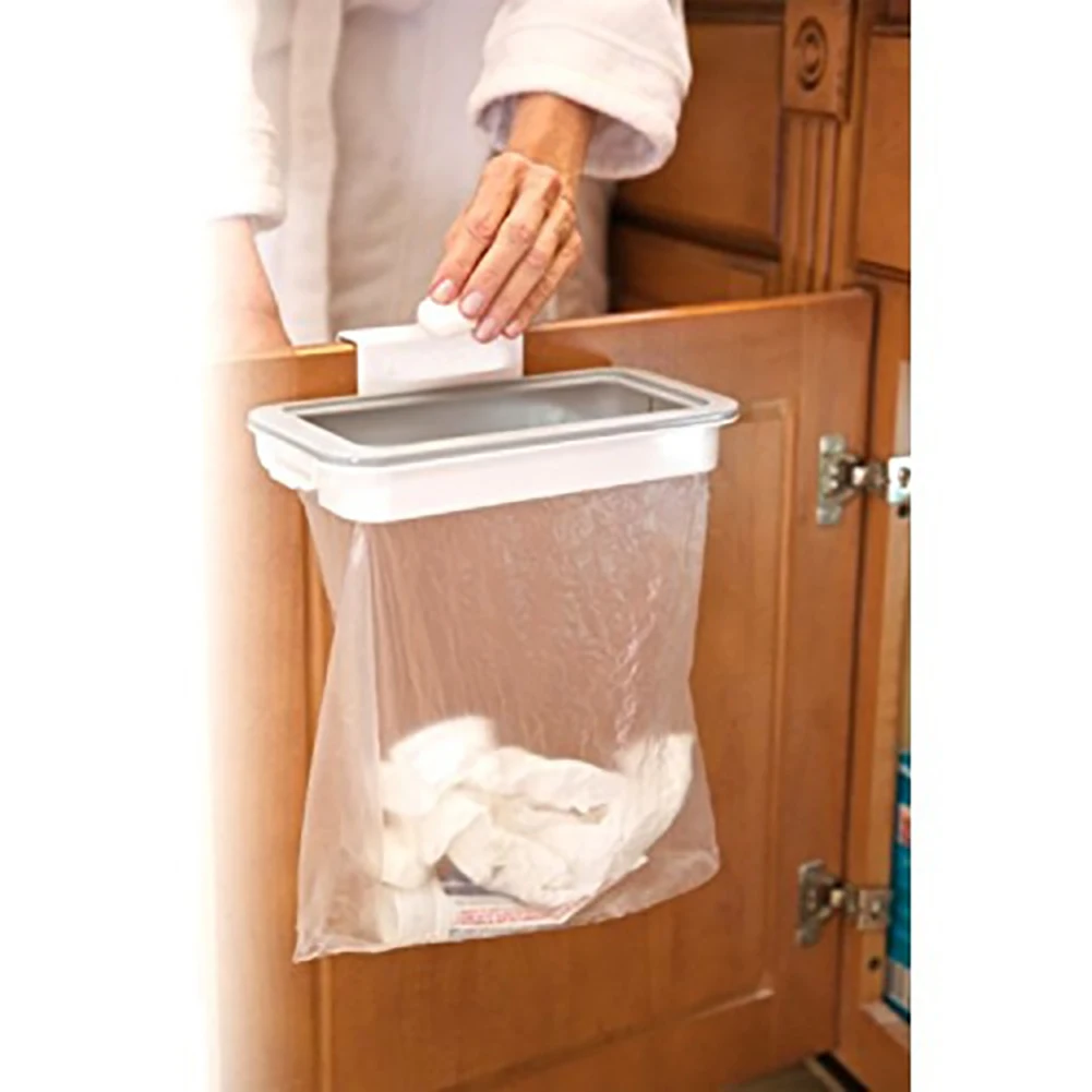 OUNONA Over-the-Cabinet Trash Can Hanging Wastebasket Kitchen Storage Basket Pink