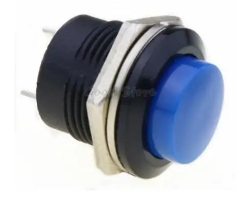 R13-507 Мгновенный SPST без Красной круглой крышки кнопочный переключатель AC 6A/125V 3A/250V 6 цветов - Color: Blue