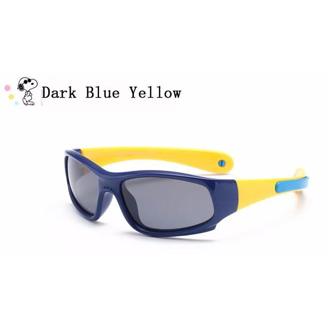 Дети с завязками на шее, солнечные очки Мальчикам силиконовый поляризованные очки гибкий TR90 эластичные детские солнцезащитные очки для девочек фиксатор держатель - Цвет линз: blue frame yellow