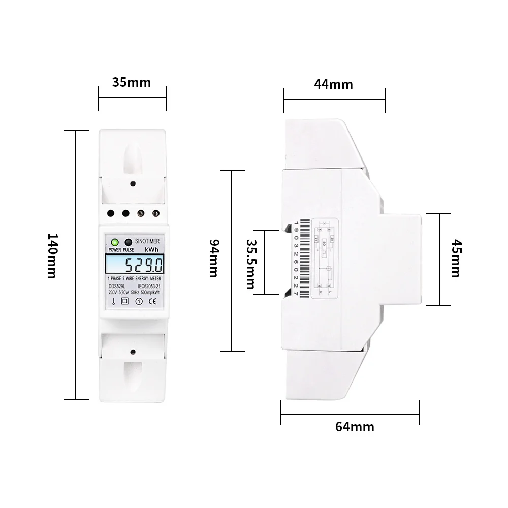 DDS529L 230 В 5(80) счетчик энергии ЖК-дисплей с подсветкой Цифровой ватт счетчик энергии din-рейка 2P Смарт-метр