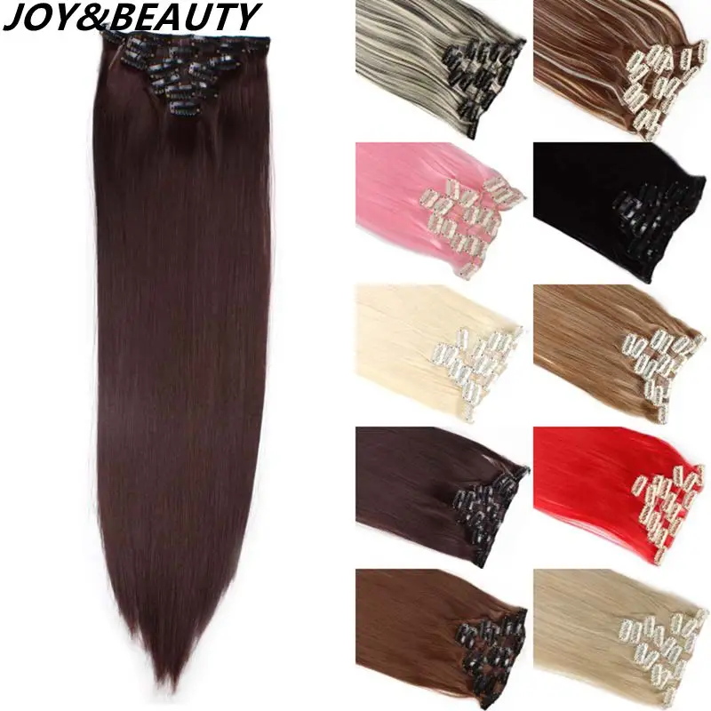 

JOY&BEAUTY 7Pcs/Set 24" Hairpiece 140G Straight 16 Clips In False Styling Hair Synthetic Clip In Hair Extensions Heat Resistant