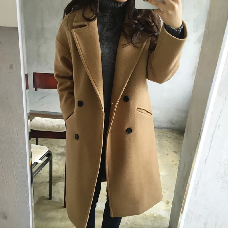 

The new long woolen coat female Korean version of spring and autumn and winter 2017 thick woolen coat was thin Students coats