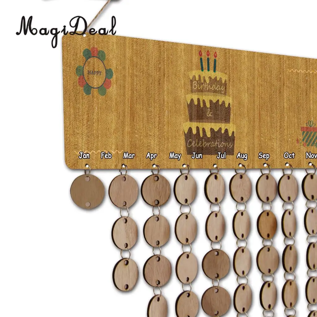 MagiDeal Vintage Wood Calendar Board Birthday Celebration Reminder Plaque Home Decor