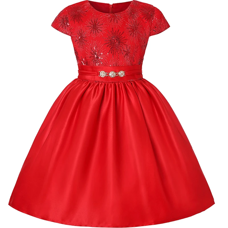 

2019 NEW Sequin Star christmas dress kids shoulder off bow princess dresses for girls Summer Party wedding Dress 2 4 6 8 10 yrs