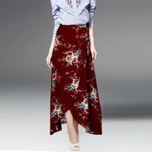 Весна Для женщин Винтаж цветочный принт богемный женские длинные юбки летние элегантные пляжная юбка в стиле бохо с высокой талией Асимметричные юбка D110