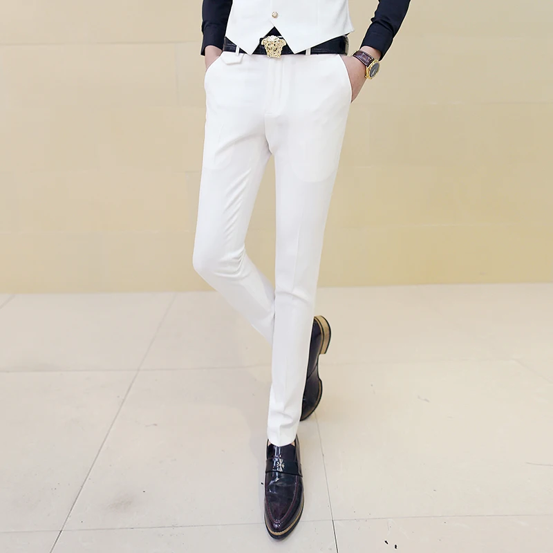 mens slim white pants