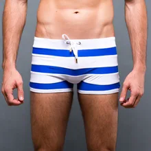 Лидер продаж Для мужчин темно-летний пляжный купальный боксеры пикантные полосатые пляжные брюки высокая эластичность плавание Мужские Шорты для купания