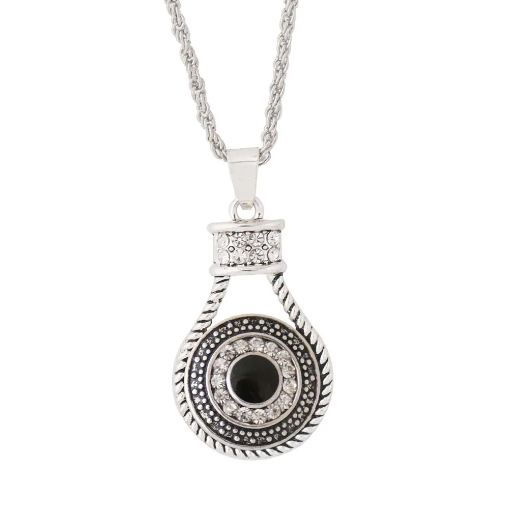 

New Trendy Ethnic Style Pendant Snap Necklace 60+5cm Extended Chain Snap Buttons Jewlery Fit 18mm Snap Button KC0308 for woman