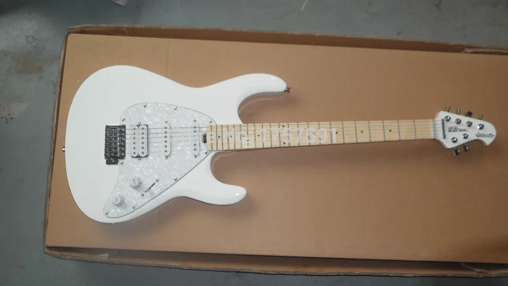 

Free shipping Top Quality 6 strings SSH Ernie ball Music Manl signature special white colours Electric guitar with tremolo