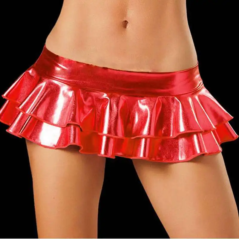 Сексуальная латексная юбка женская ПВХ танцевальная клубная одежда короткие юбки 8 цветов лакированная кожа мини-юбки юбка для танцев YS1018a - Цвет: Красный