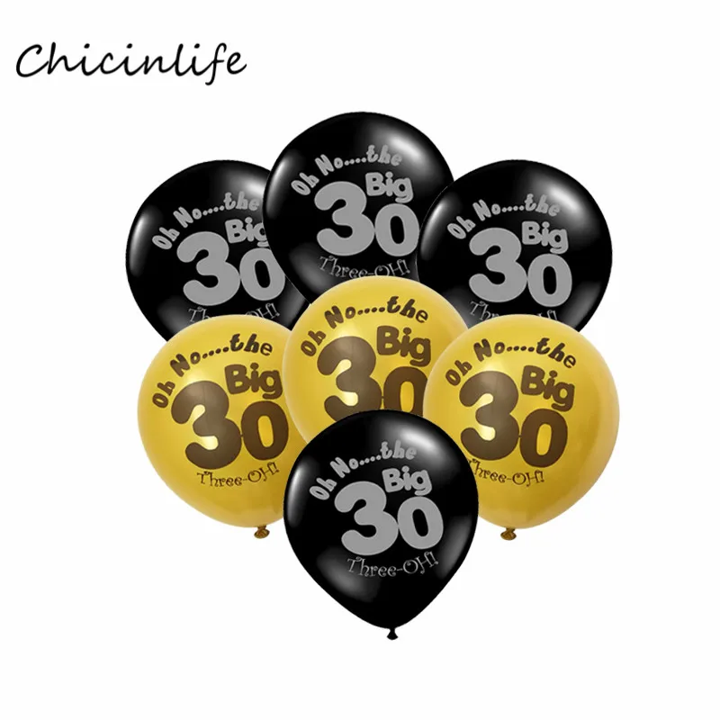 Chicinlife 20 штук 10 дюймов золотистый и черный о. Большой 30 40 50 60 с днем рождения шары Юбилей День рождения украшения