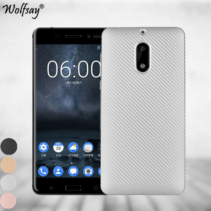 Wolfsay sFor Nokia 6 Case New Carbon Fiber Design Texture Soft TPU Back For Cover Nokia6 TA-1000 5.5&quot Fundas | Мобильные