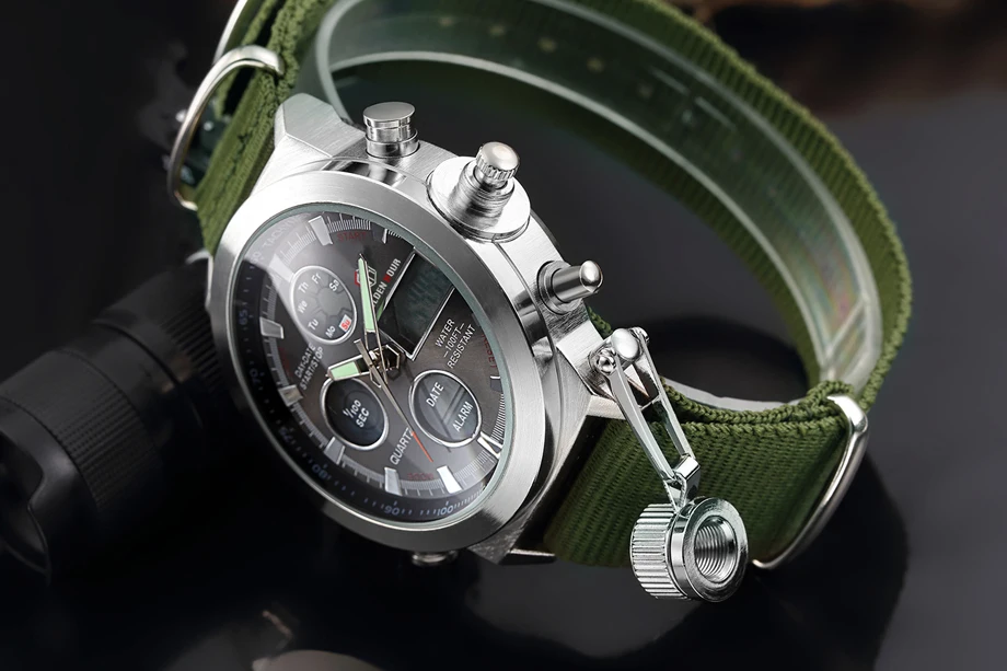 GOLDENHOUR спортивные мужские наручные часы модные повседневные мужские кварцевые часы светящиеся стрелки дисплей недели армейские военные холщовые мужские часы