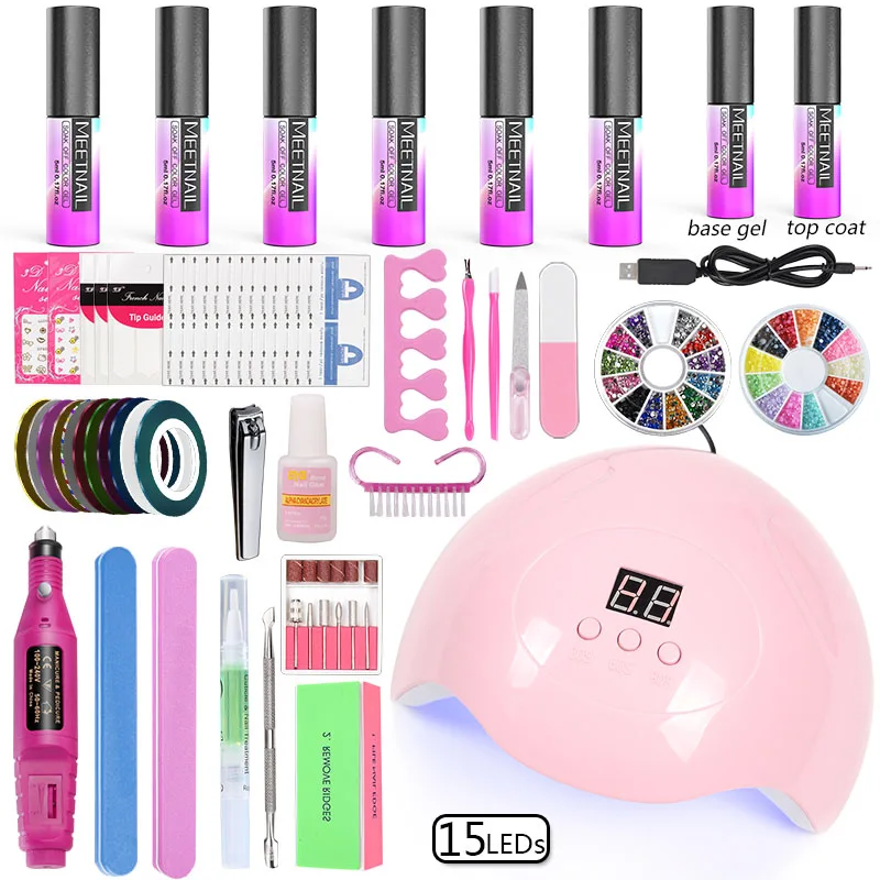 

Full Manicure Set With Lamp Nail Kit 80w/36W UV LED Lamp For Nail Art Sets 6pcs 10ml UV Gel Nail Polish Set For Manicure Tools