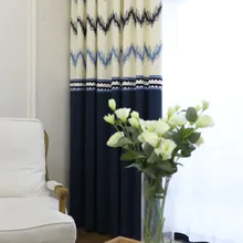 Сине-белые вышивкой полосатые шторы для Гостиная Экран готовые гардины для Спальня дети плотные украшения
