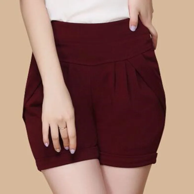 High Top quality summer Shorts Women Candy Color High-Waist Imitate Chiffon Short Solid Boots Shorts Casual Wear Plus Size S-4XL