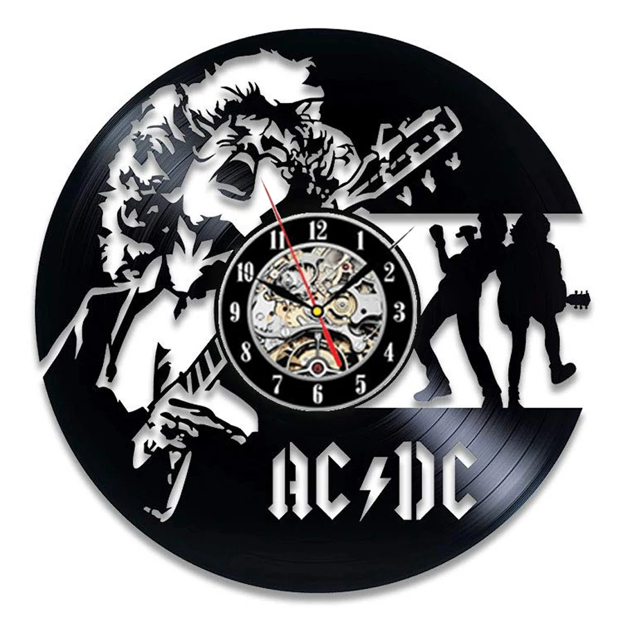 AC DC виниловые настенные часы современный дизайн Музыкальная рок группа