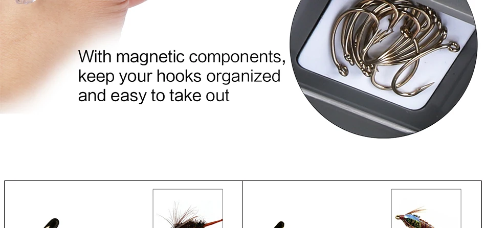 Ganchos de Pesca com Mosca de Aço Amarra o Gancho com Caixa de Componentes Magnéticos à Prova Goture Carbono Alto Seco - Nymph Fly Que Dwaterproof Água 120 Pçs 14 High Quality Esporte e Lazer