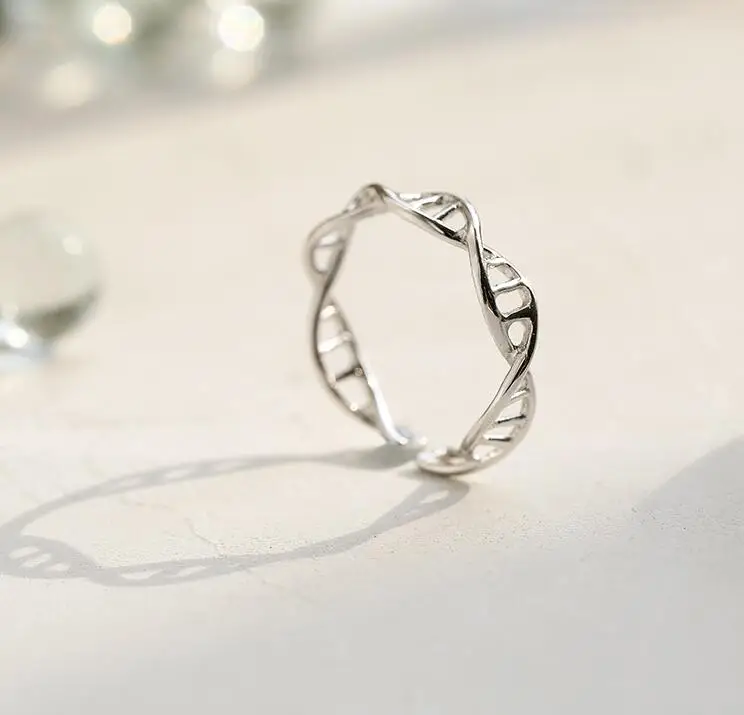Jisensp New Fashion Biology DNA Rings for Women Minimalist Chemistry Molecule Rings Men Double Helix Anel Ring Bague bijoux