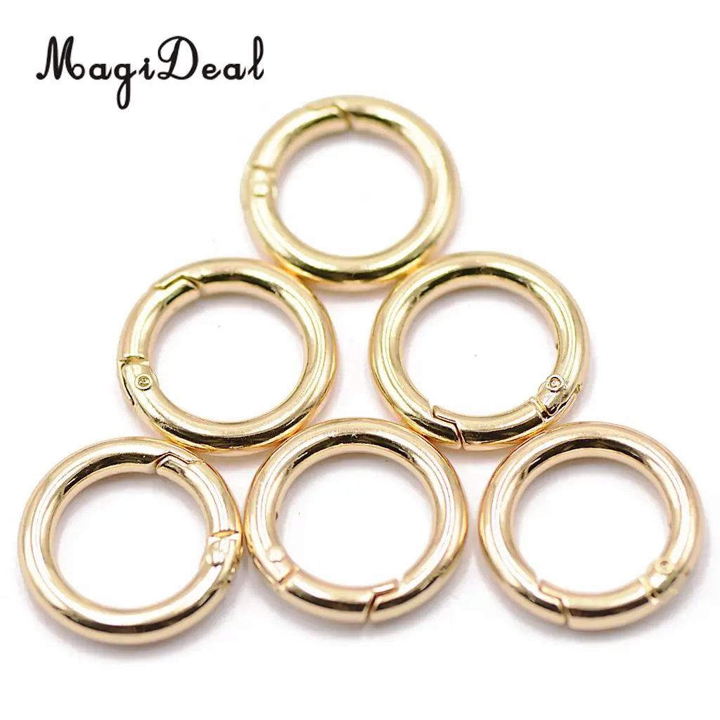 6 Pieces Round Carabiner Keychain Ring Buckle Key Holder Clip Spring Snap Hook Circle for Backpack Belt Bag Accessories