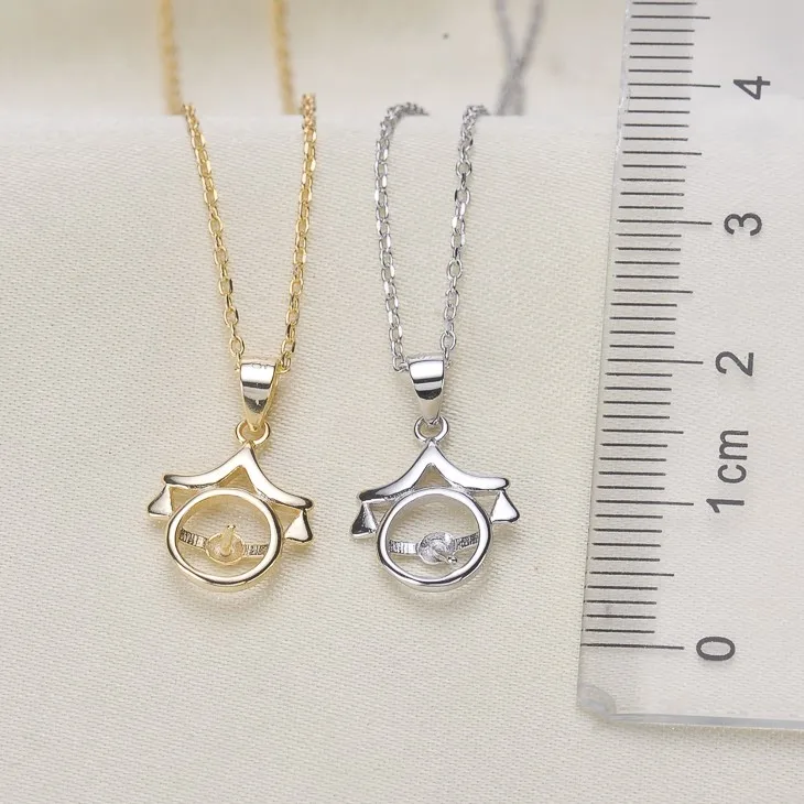 

2 Color 925 Sterling Silver Pearl Necklace Chain with Pendant Mountings Necklace Findings Jewelry Parts Fittings Accessories