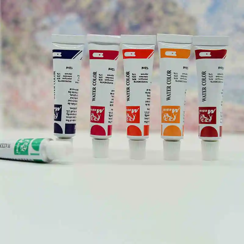 

Watercolor Paint Set Art Student Acuarelas Profesionales 12/18/24 Colors Pigment Set 12ml Water Color Paint Art Drawing Supplies