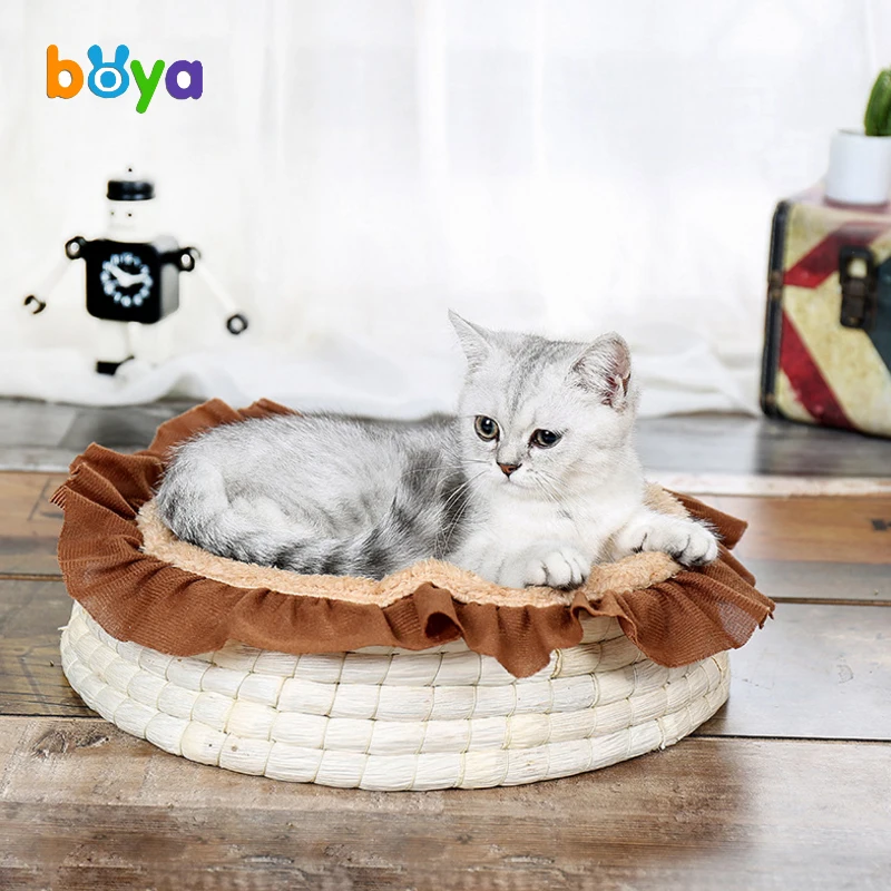 Boya Straw Round Pet Bed New Winter Cotton Keep warming Comfortable